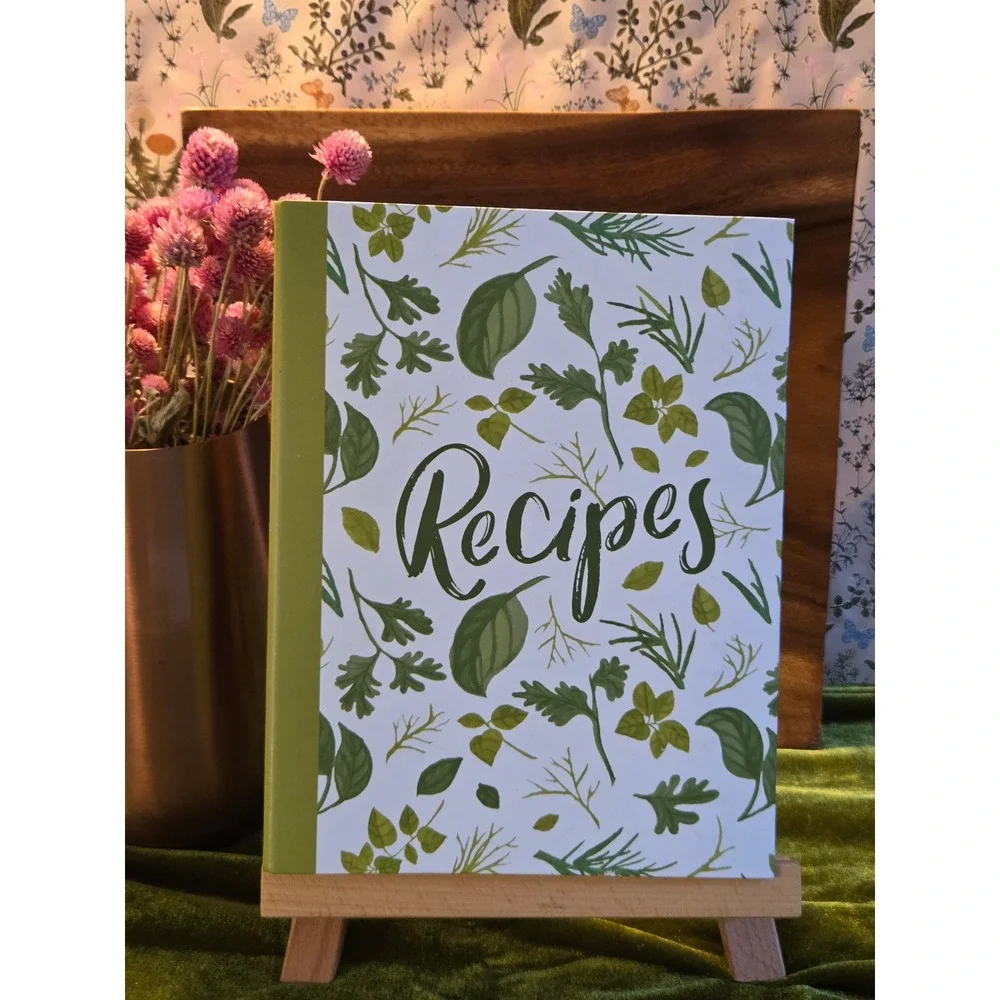 😎Recipe Binder Journal Blank Recipe Cards and Post-it Note Organization Booklet
